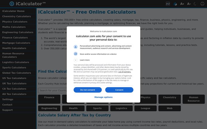 Screenshot di icalculator.com