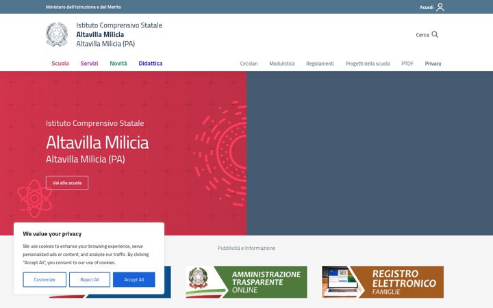 Screenshot of icaltavillamilicia.edu.it