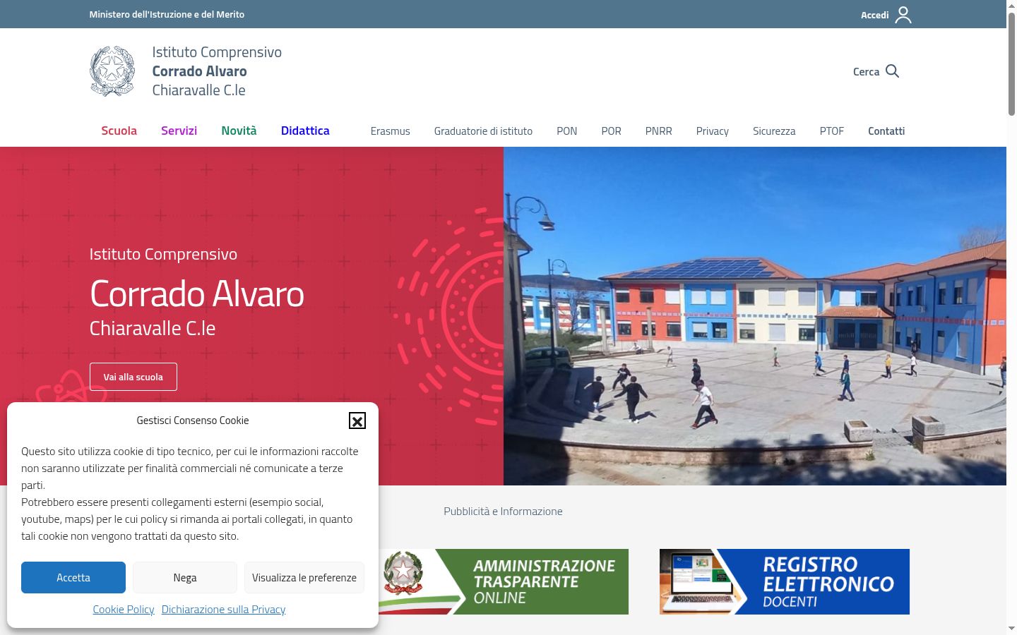 Screenshot del banner di consenso mostrato prima di qualsiasi interazione