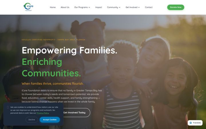 Screenshot of icaregives.org
