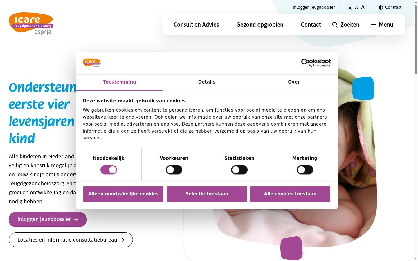 Skjermbilde av samtykkebanneret slik det vises før noen interaksjon