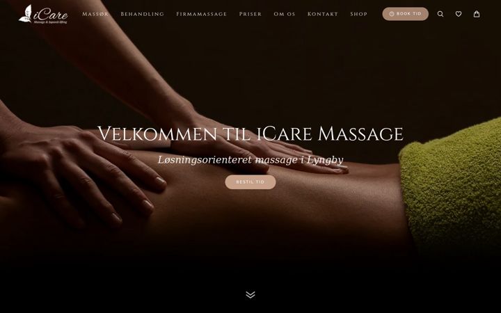 Screenshot of icaremassage.dk