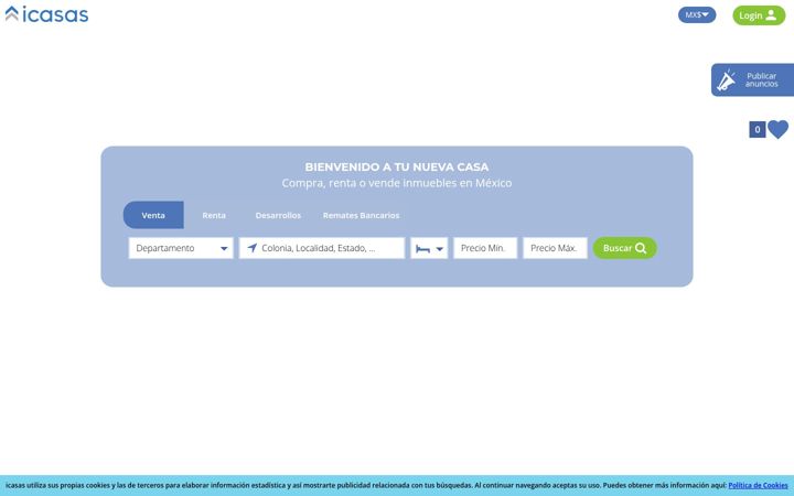 Screenshot of icasas.mx
