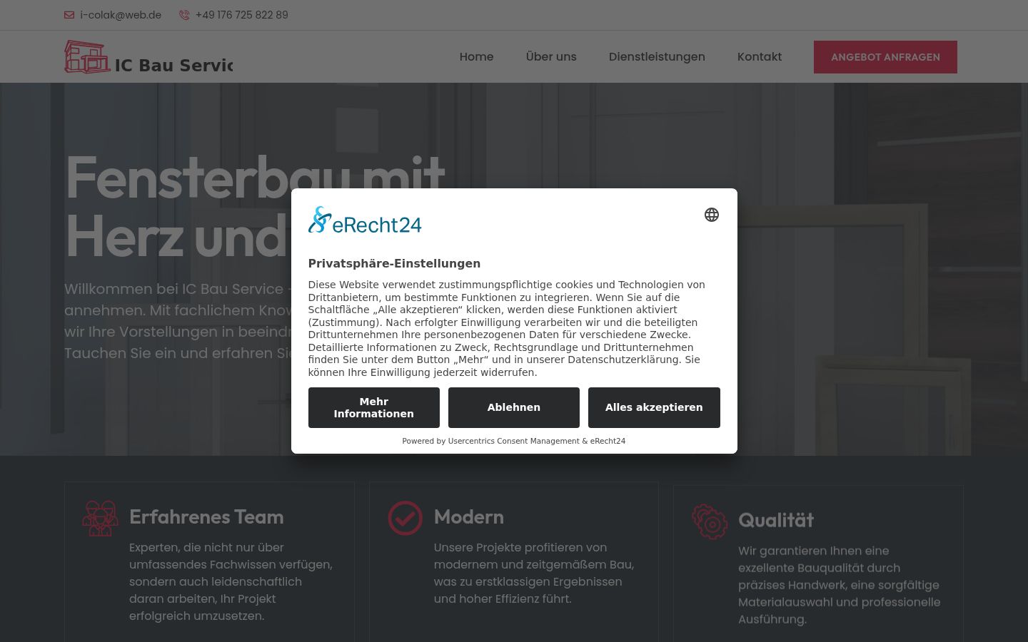 Screenshot del banner di consenso mostrato prima di qualsiasi interazione