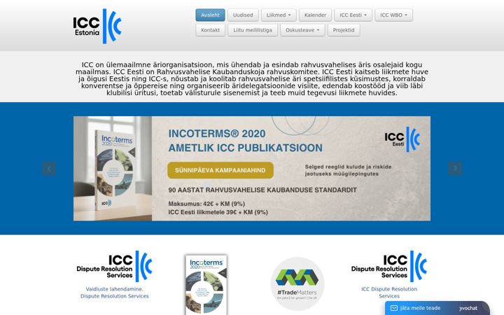 Screenshot of icc-estonia.ee