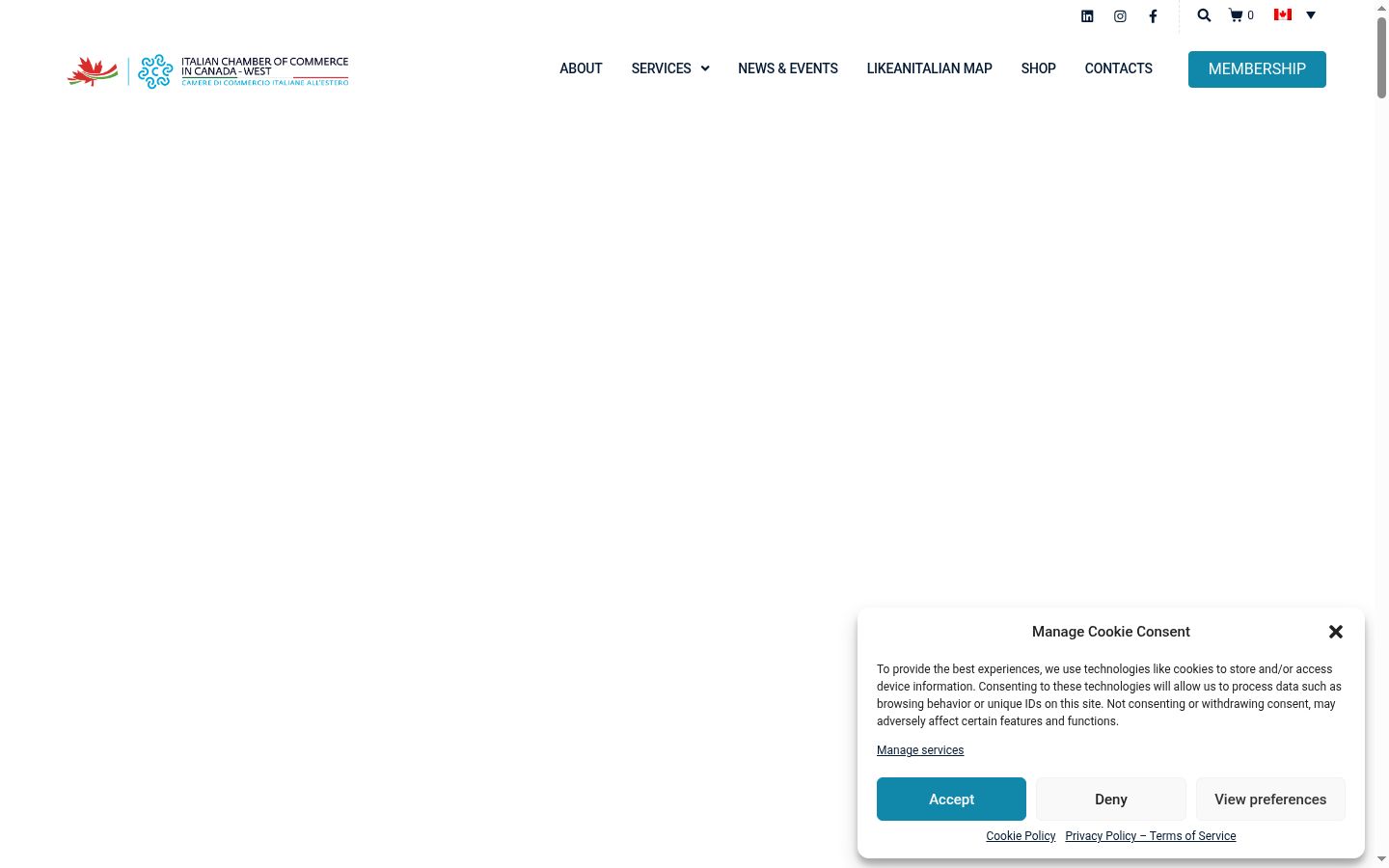 Zrzut ekranu banera zgody wyświetlanego przed jakąkolwiek interakcją
