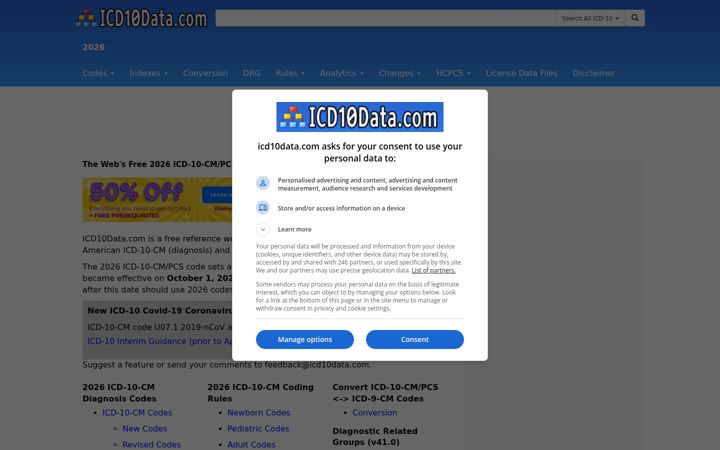 Ekrānuzņēmums no icd10data.com