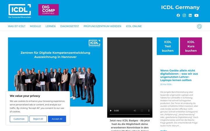Screenshot of icdl.de