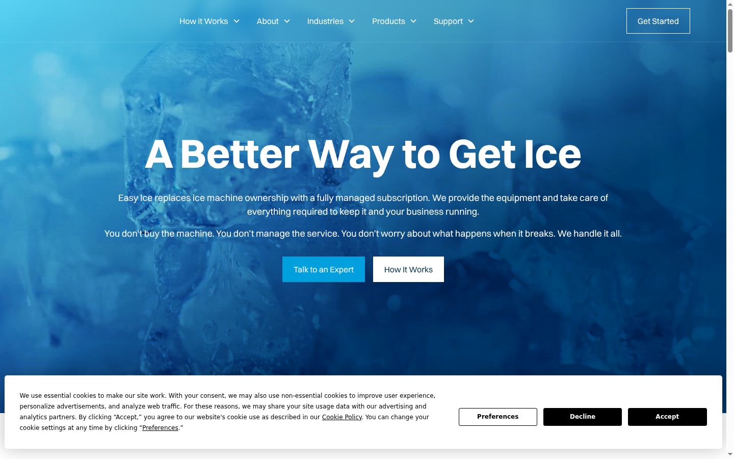 Screenshot of the consent banner shown before any interaction