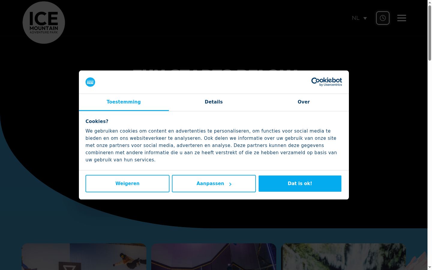 Screenshot of the consent banner shown before any interaction