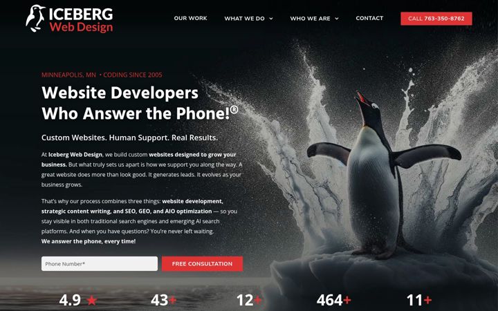 Skärmbild av icebergwebdesign.com