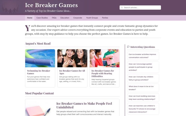 Screenshot of icebreakergames.co.uk