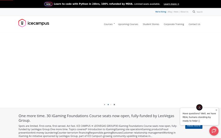 Skärmbild av icecampus.com