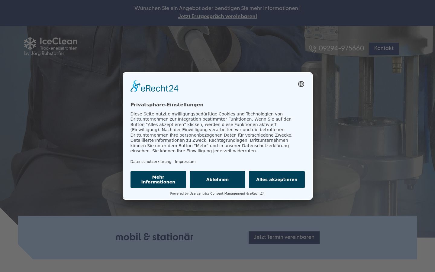 Sutikimo reklamjuostės, rodytos prieš bet kokią sąveiką, ekrano kopija