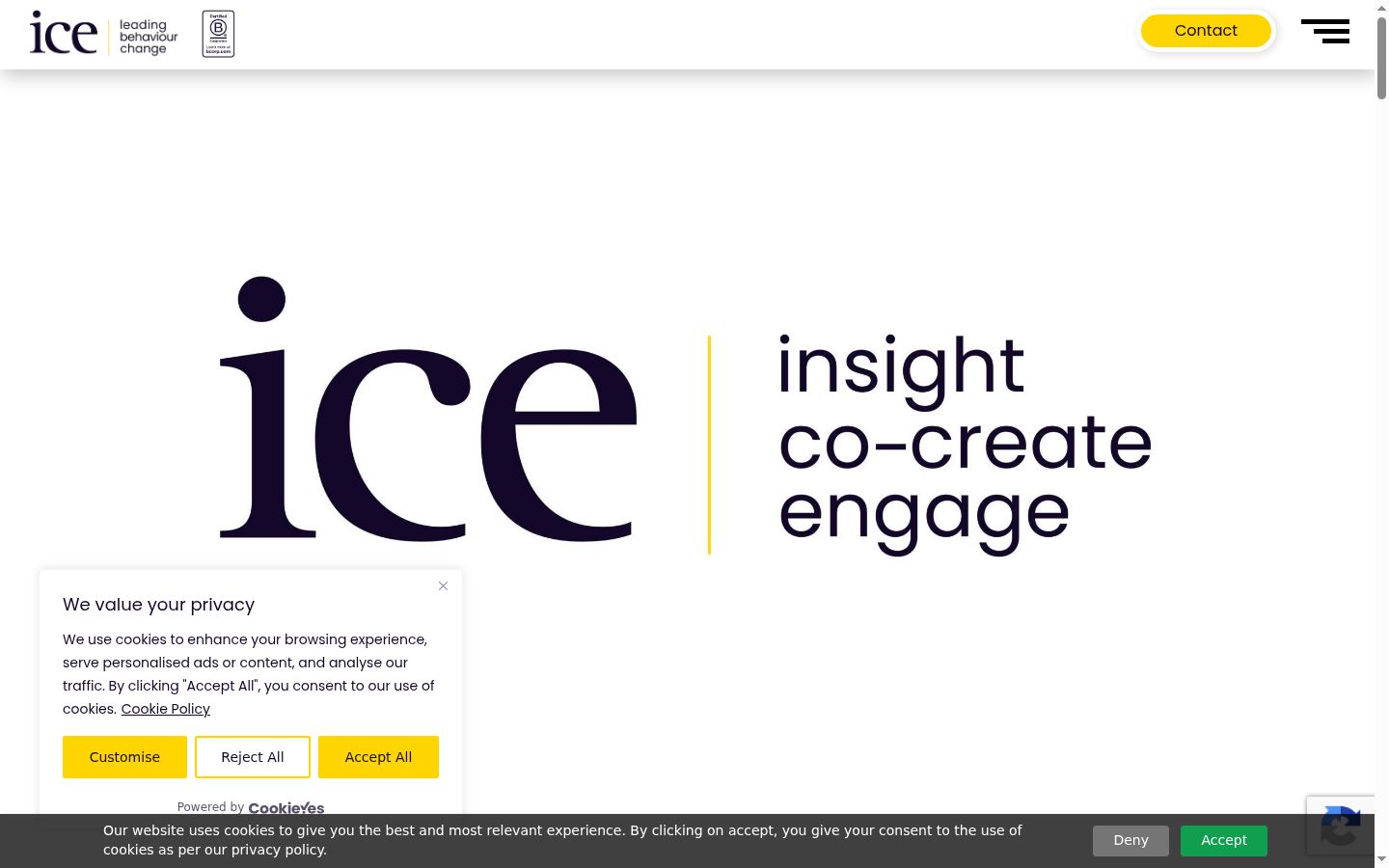 Screenshot of the consent banner shown before any interaction