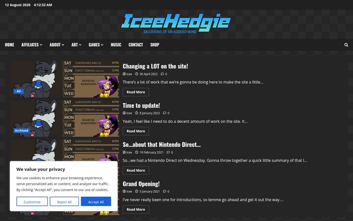 Skærmbillede af iceehedgie.com