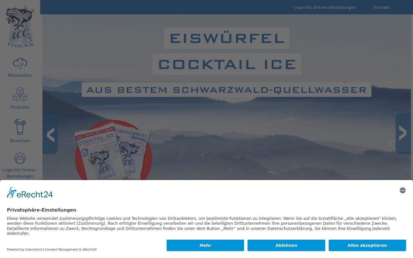 Screenshot of the consent banner shown before any interaction