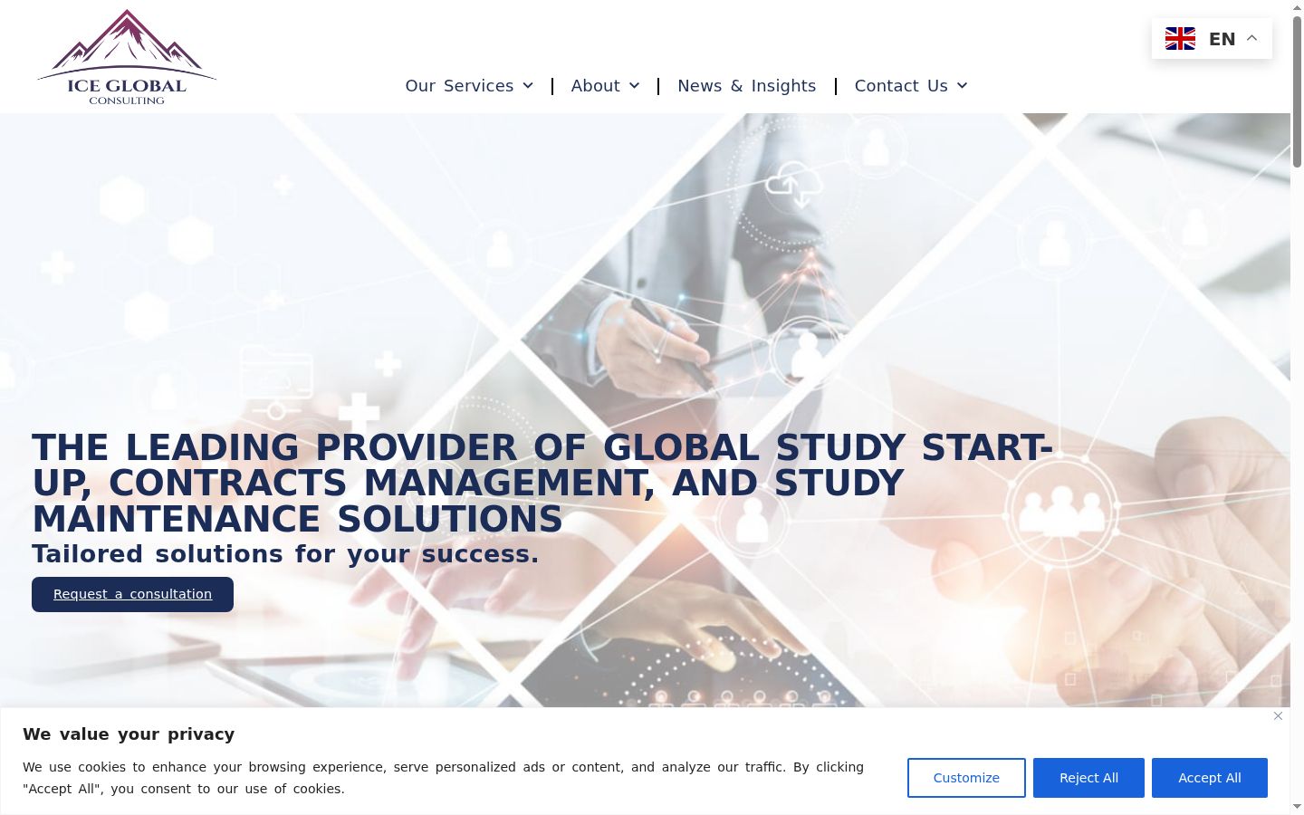 Screenshot of the consent banner shown before any interaction