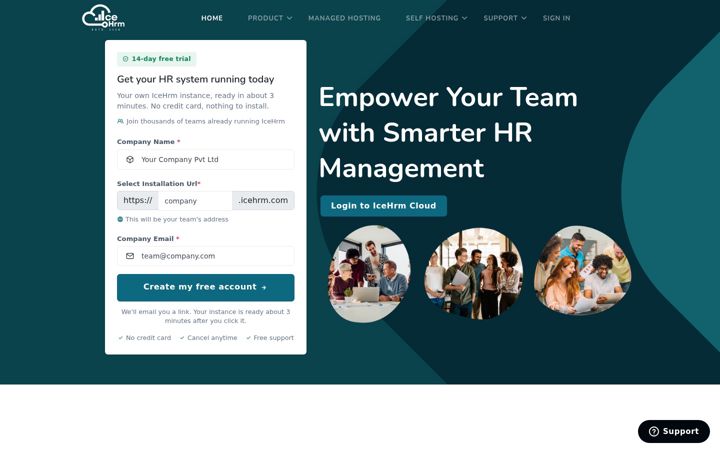 Screenshot of icehrm.com