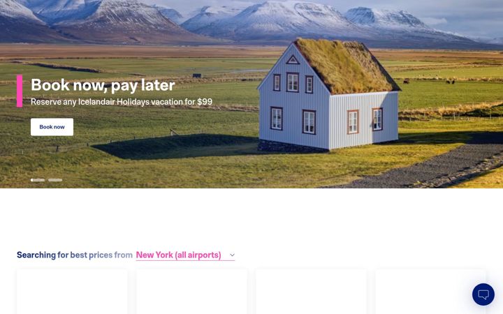 Snímek obrazovky icelandair.com