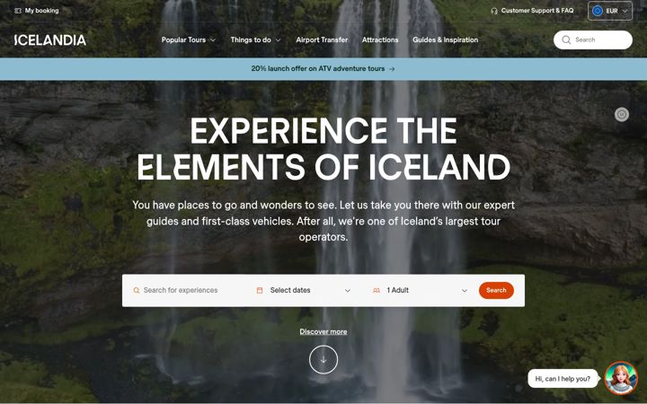 Skærmbillede af icelandia.com