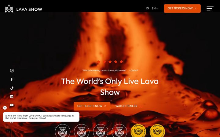 Screenshot of icelandiclavashow.com