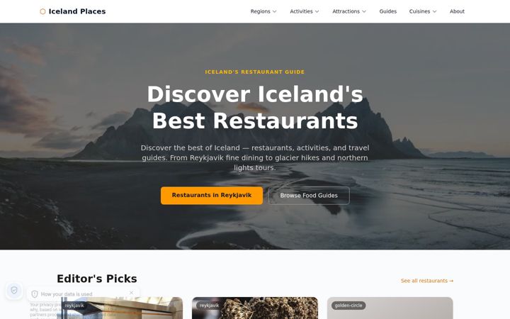 Snímek obrazovky icelandplaces.com