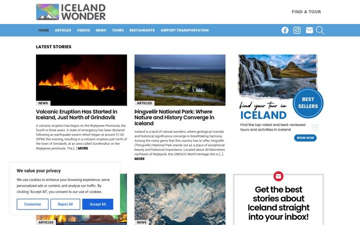 Snímek obrazovky icelandwonder.com