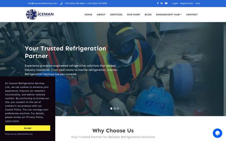 Screenshot of icemanrefservices.com