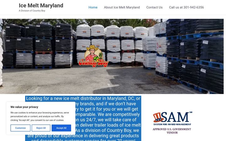 Screenshot of icemeltmaryland.com