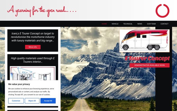 Screenshot of icenimotorhomes.com