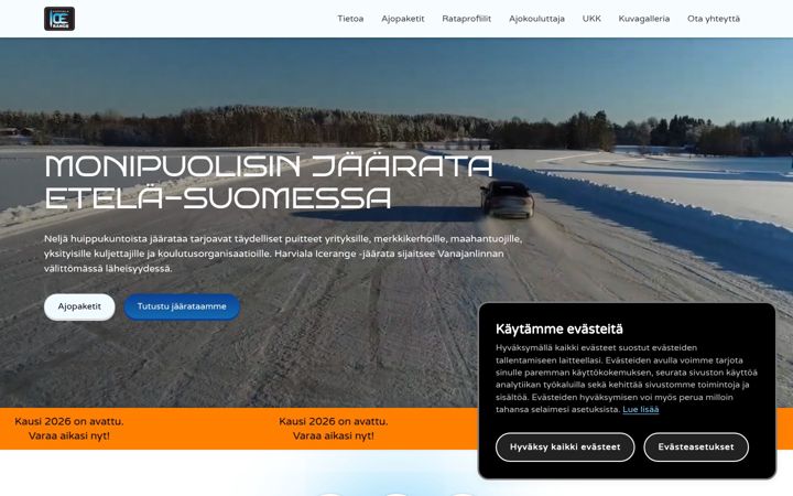 Screenshot van icerange.fi