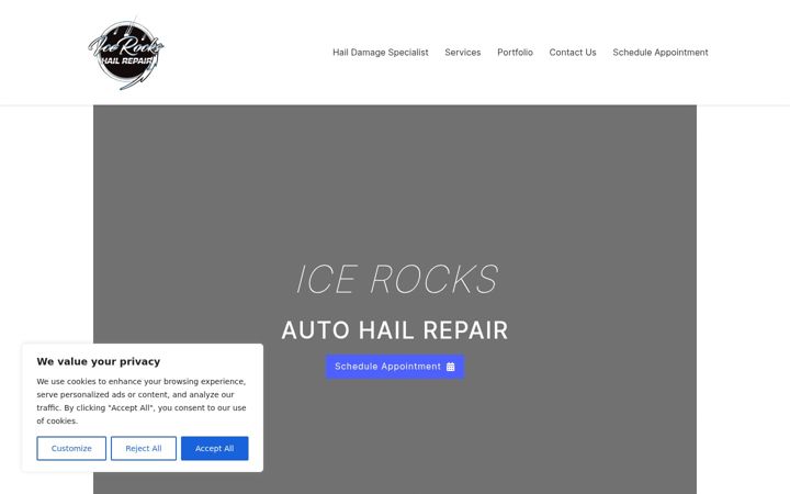 Screenshot of icerockshailrepair.com