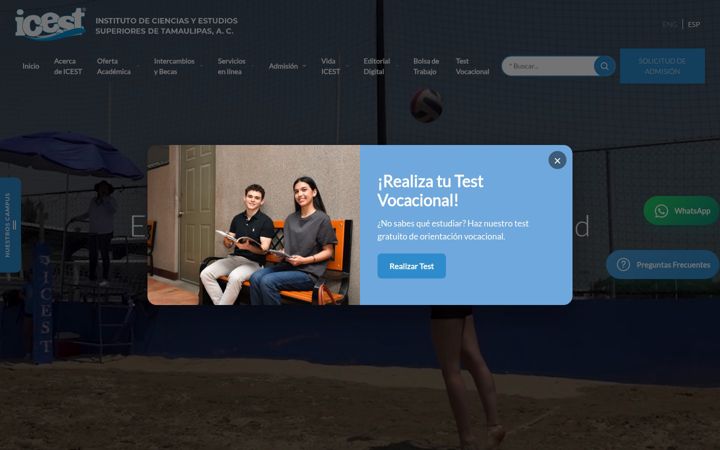 Screenshot of icest.edu.mx