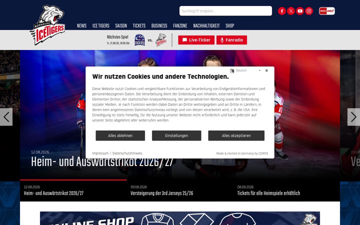 Screenshot of icetigers.de