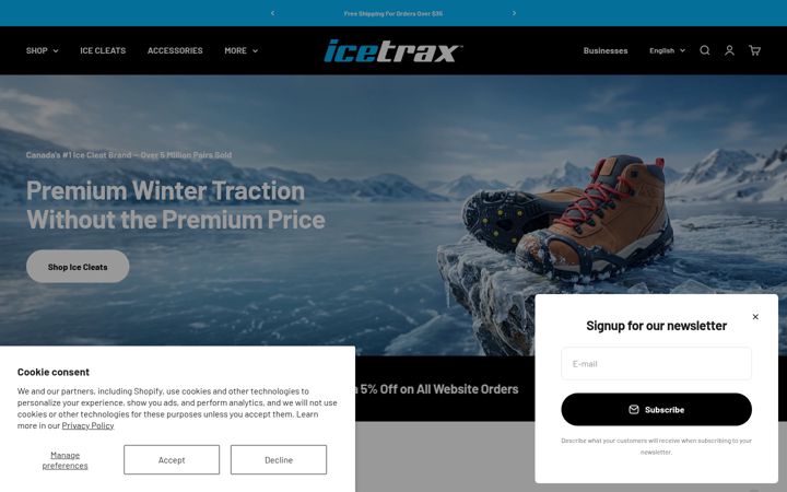 Screenshot of icetrax.ca