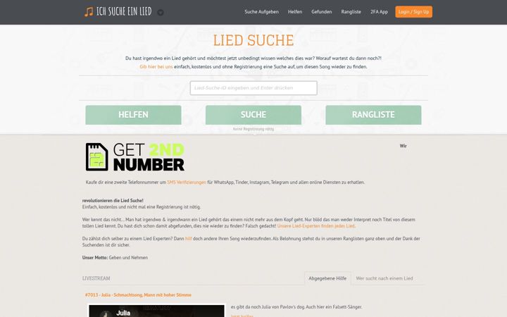 Screenshot of ich-suche-ein-lied.de