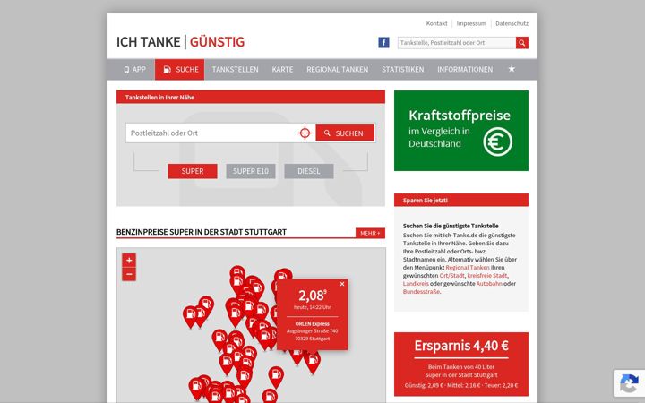 Snimka zaslona za ich-tanke.de