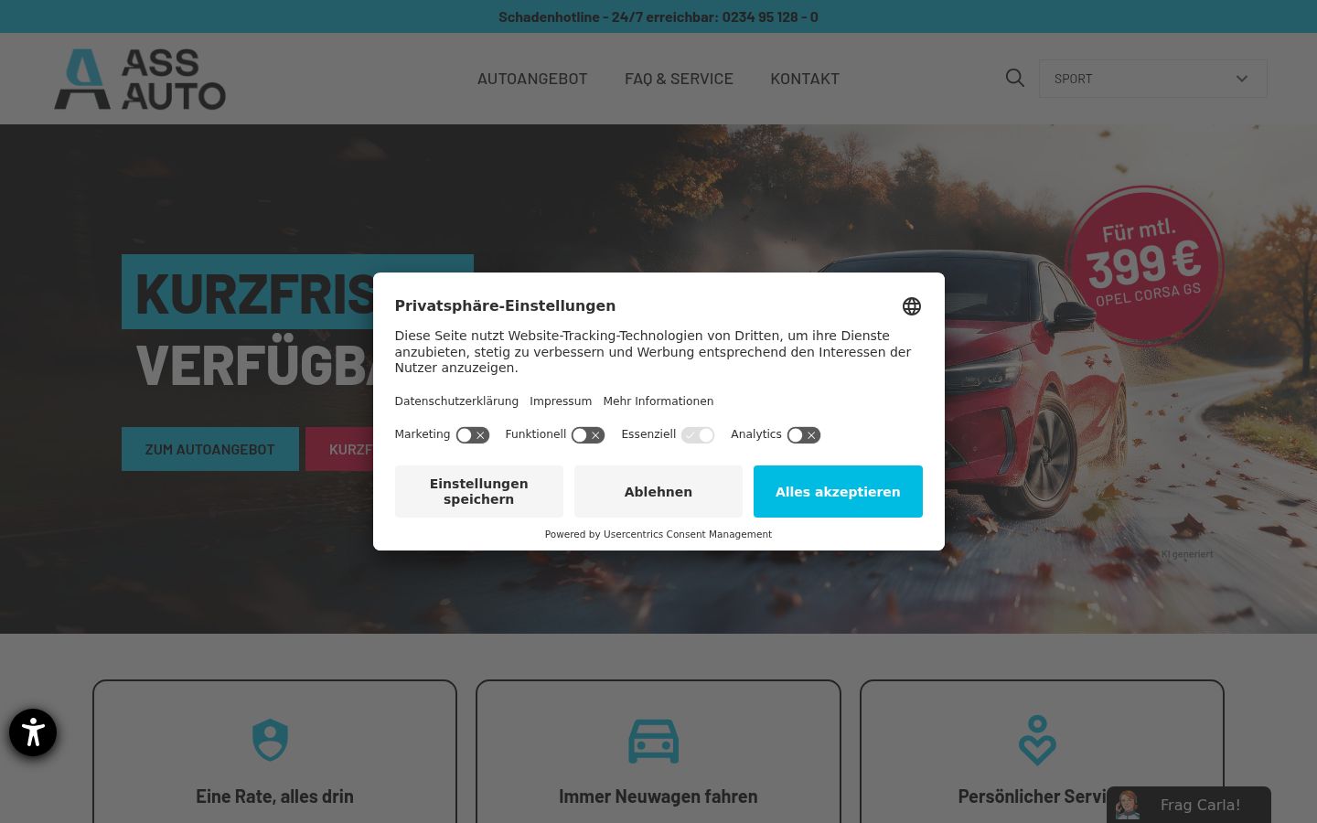 Ekrānuzņēmums ar piekrišanas baneri, kas tika rādīts pirms jebkādas mijiedarbības