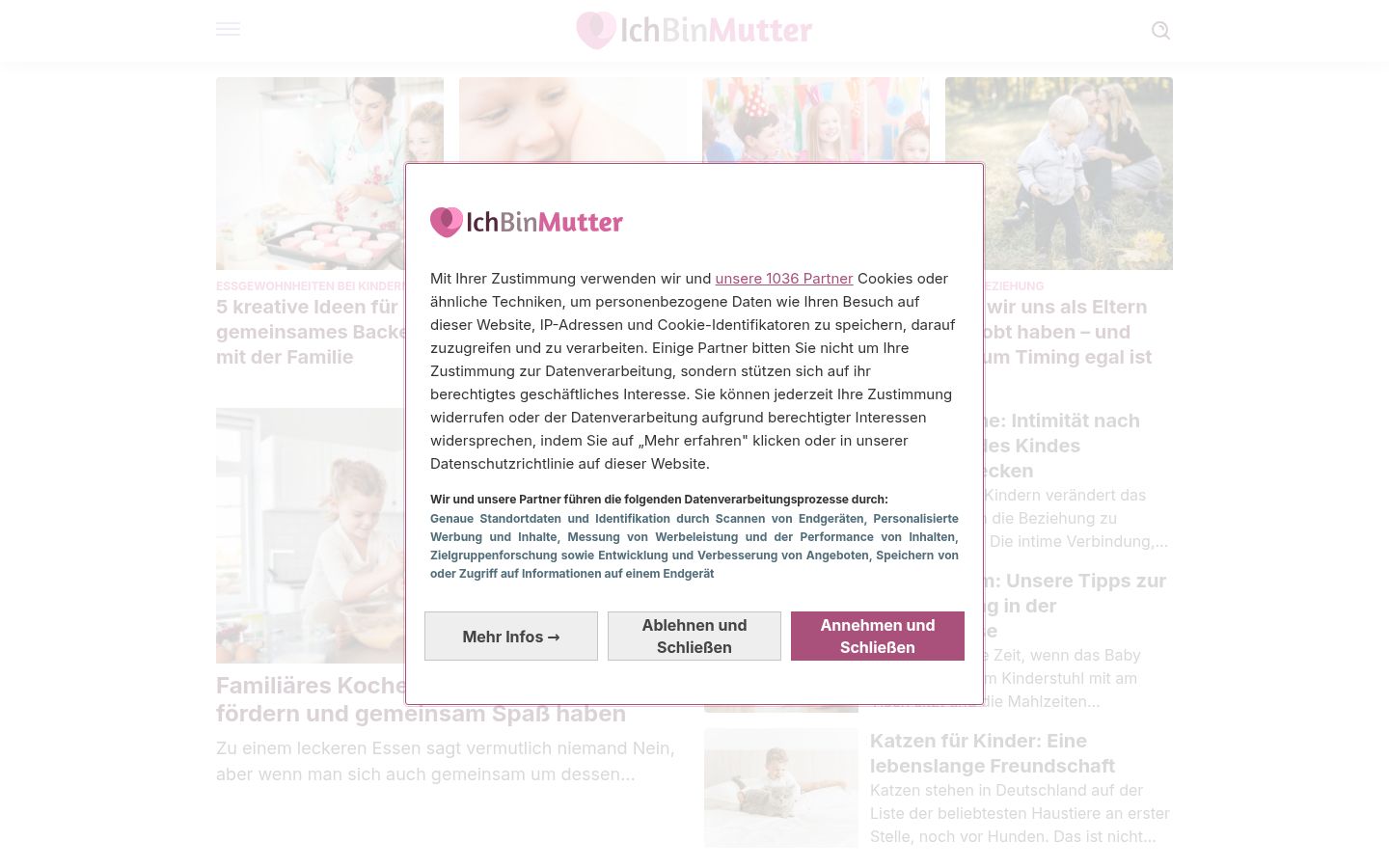Screenshot of the consent banner shown before any interaction