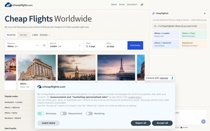 Screenshot of icheapflights.com