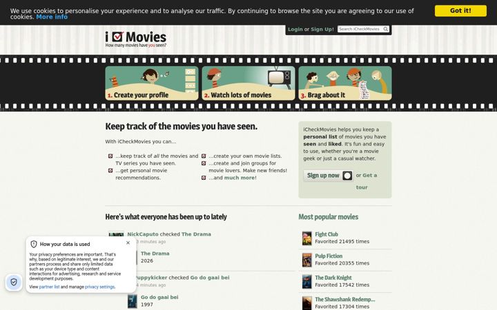 Screenshot of icheckmovies.com