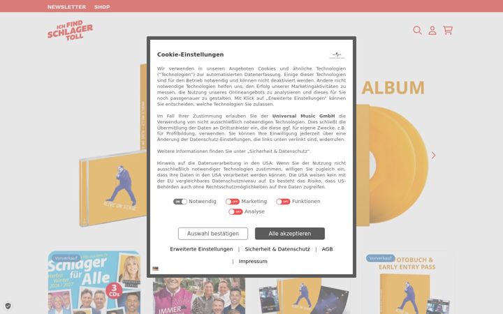 Screenshot of ichfindschlagertollshop.de