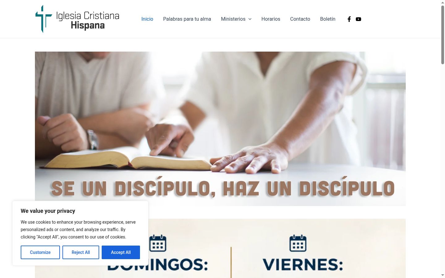 Captura de pantalla del banner de consentimiento mostrado antes de cualquier interacción