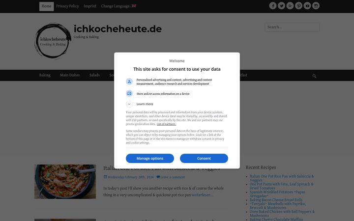 Screenshot of ichkocheheute.de