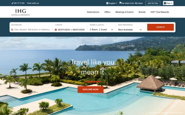 Skjermbilde av ichotelsgroup.com