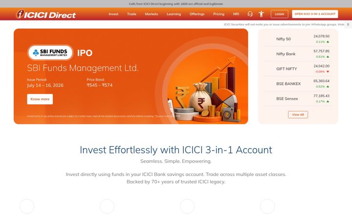Screenshot di icicidirect.com
