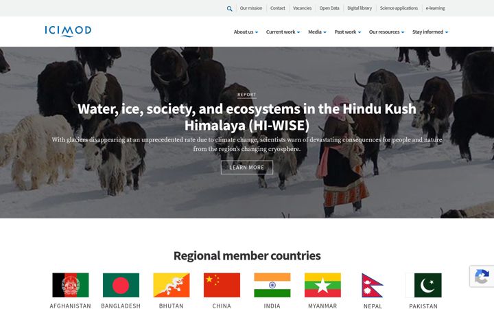 Screenshot of icimod.org