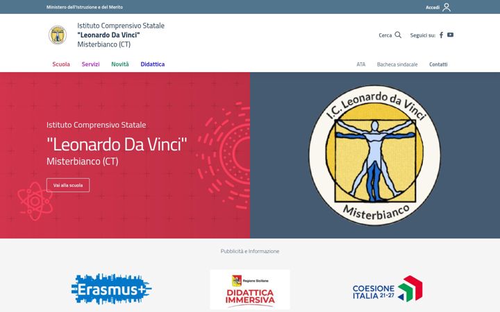 Screenshot of icleonardodavincimisterbianco.edu.it