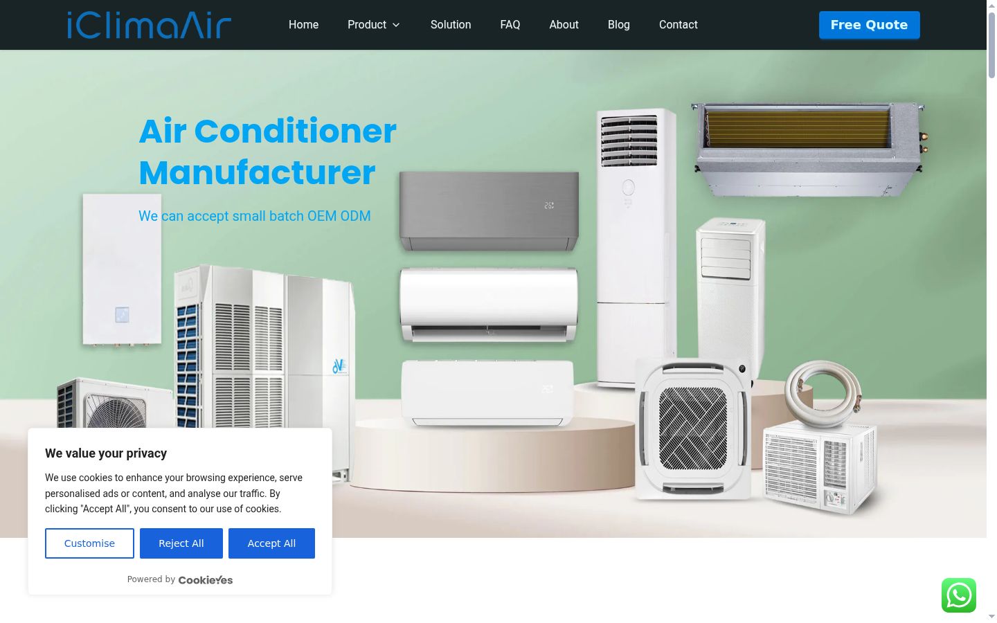 Screenshot of the consent banner shown before any interaction